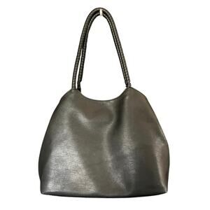 Antik Kraft Large Black Faux Leather Hobo Tote Bag with Wrapped Shoulder Straps